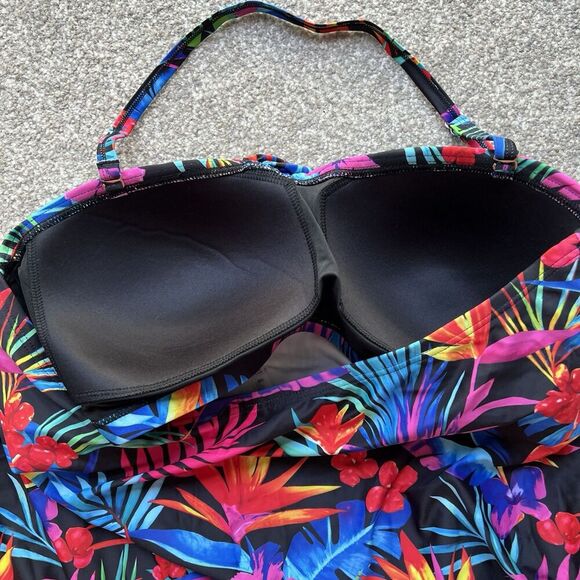 NWT Women’s Swim Tankini Plus Size 2XL Bright Vibrant Tropical Vacation Beach - Picture 10 of 11